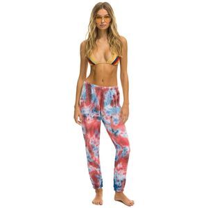 Aviator Nation Tie Dye Sweatpants Red White Blue Joggers Size M